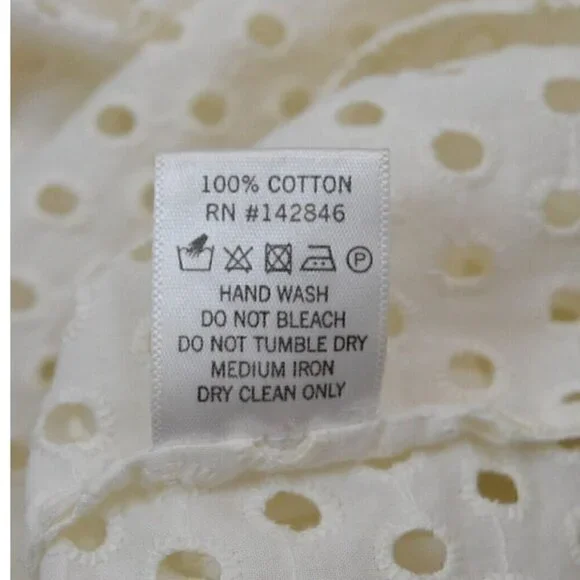 RHODE CIRCLE EYELET-EMBROIDERED BUTTON UP CREAM TOP - Picture 7 of 7